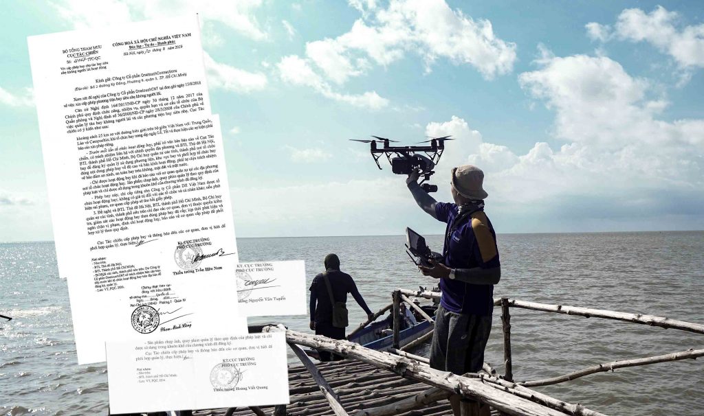 Đội ngũ Flycam chuyên nghiệp cất và hạ cánh trên tay